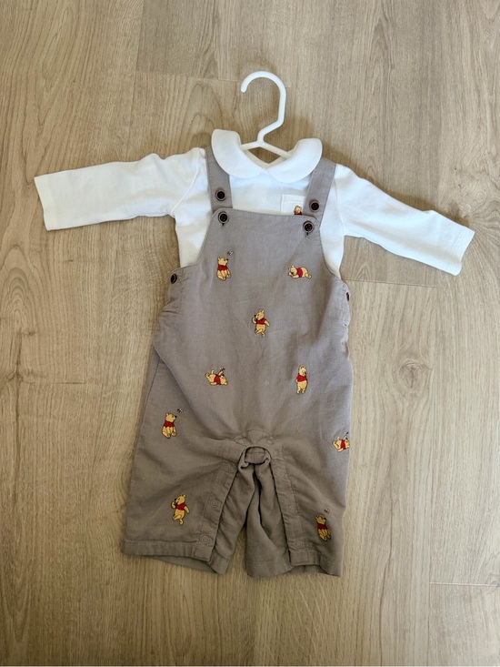 Janie and Jack Other - Janie and Jack Taupe Overalls with Pooh Embroidery